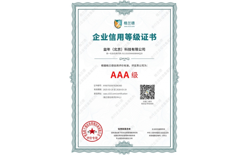 信用等級證書